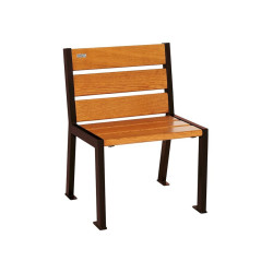 Fauteuil bois/acier Silaos 6 lames Procity, sans accoudoir, lg. 600 mm, fixation platines - Chêne clair/Brun chocolat