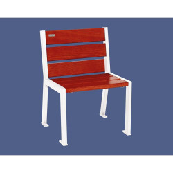 Fauteuil bois/acier Silaos 6 lames Procity, sans accoudoir, lg. 600 mm, fixation platines - Acajou/Blanc pure