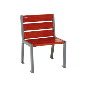 Fauteuil bois/acier Silaos 6 lames Procity, sans accoudoir, lg. 600 mm, fixation platines - Acajou/Gris Procity