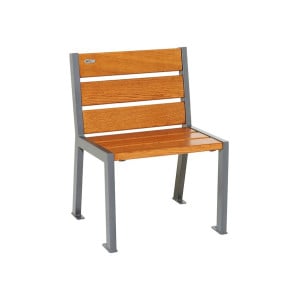 Fauteuil bois/acier Silaos 6 lames Procity, sans accoudoir, lg. 600 mm, fixation platines - Chêne clair/Gris Procity