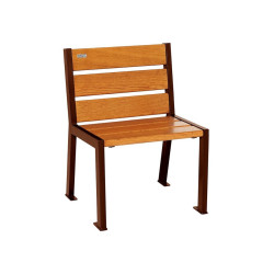 Fauteuil bois/acier Silaos 6 lames Procity, sans accoudoir, lg. 600 mm, fixation platines - Chêne clair/Aspect Corben