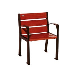 Fauteuil bois/acier Silaos 6 lames Procity, avec accoudoirs, lg. 600 mm, fixation platines - Acajou/Brun chocolat