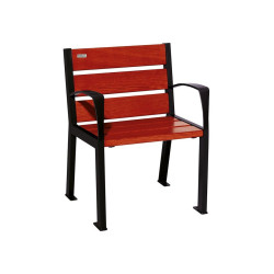 Fauteuil bois/acier Silaos 6 lames Procity, avec accoudoirs, lg. 600 mm, fixation platines - Acajou/Noir foncé