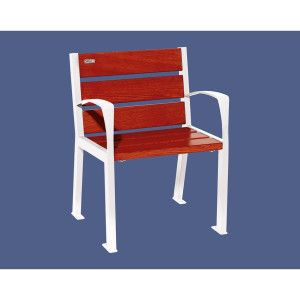 Fauteuil bois/acier Silaos 6 lames Procity, avec accoudoirs, lg. 600 mm, fixation platines - Acajou/Blanc pure