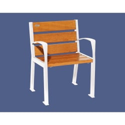 Fauteuil bois/acier Silaos 6 lames Procity, avec accoudoirs, lg. 600 mm, fixation platines - Chêne clair/Blanc pure