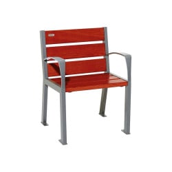 Fauteuil bois/acier Silaos 6 lames Procity, avec accoudoirs, lg. 600 mm, fixation platines - Acajou/Gris Procity