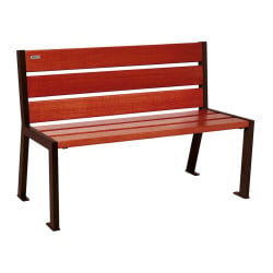 Banc bois/acier Silaos 6 lames Procity, sans accoudoir, lg. 1200 mm, fixation platines - Acajou/Brun chocolat
