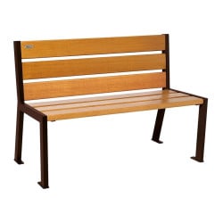 Banc bois/acier Silaos 6 lames Procity, sans accoudoir, lg. 1200 mm, fixation platines - Chêne clair/Brun chocolat
