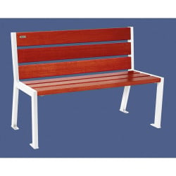 Banc bois/acier Silaos 6 lames Procity, sans accoudoir, lg. 1200 mm, fixation platines - Acajou/Blanc pure
