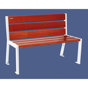 Banc bois/acier Silaos 6 lames Procity, sans accoudoir, lg. 1200 mm, fixation platines - Acajou/Blanc pure