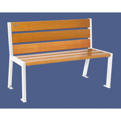 Banc bois/acier Silaos 6 lames Procity, sans accoudoir, lg. 1200 mm, fixation platines - Chêne clair/Blanc pure