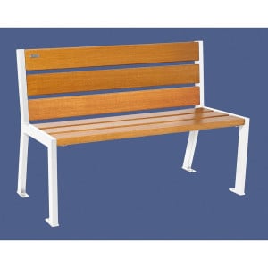 Banc bois/acier Silaos 6 lames Procity, sans accoudoir, lg. 1200 mm, fixation platines - Chêne clair/Blanc pure