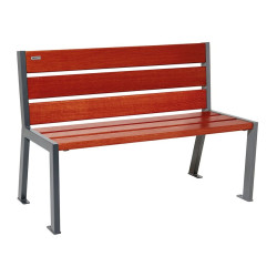 Banc bois/acier Silaos 6 lames Procity, sans accoudoir, lg. 1200 mm, fixation platines - Acajou/Gris Procity