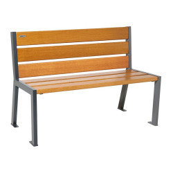 Banc bois/acier Silaos 6 lames Procity, sans accoudoir, lg. 1200 mm, fixation platines - Chêne clair/Gris Procity