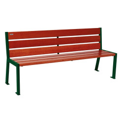 Banc bois/acier Silaos 6 lames Procity, sans accoudoir, lg. 1800 mm, fixation platines - Acajou/Vert mousse
