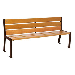 Banc bois/acier Silaos 6 lames Procity, sans accoudoir, lg. 1800 mm, fixation platines - Chêne clair/Brun chocolat