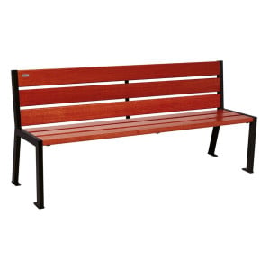Banc bois/acier Silaos 6 lames Procity, sans accoudoir, lg. 1800 mm, fixation platines - Acajou/Noir foncé
