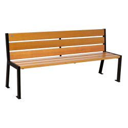 Banc bois/acier Silaos 6 lames Procity, sans accoudoir, lg. 1800 mm, fixation platines - Chêne clair/Noir foncé