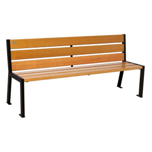 Banc bois/acier Silaos 6 lames Procity, sans accoudoir, lg. 1800 mm, fixation platines - Chêne clair/Noir foncé