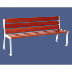 Banc bois/acier Silaos 6 lames Procity, sans accoudoir, lg. 1800 mm, fixation platines - Acajou/Blanc pure