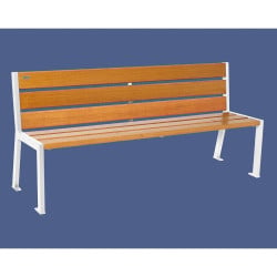 Banc bois/acier Silaos 6 lames Procity, sans accoudoir, lg. 1800 mm, fixation platines - Chêne clair/Blanc pure