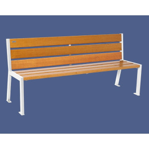 Banc bois/acier Silaos 6 lames Procity, sans accoudoir, lg. 1800 mm, fixation platines - Chêne clair/Blanc pure