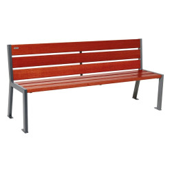 Banc bois/acier Silaos 6 lames Procity, sans accoudoir, lg. 1800 mm, fixation platines - Acajou/Gris Procity