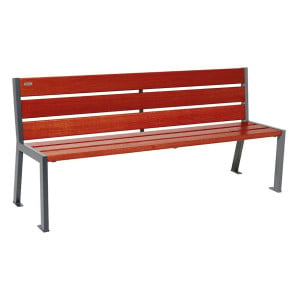 Banc bois/acier Silaos 6 lames Procity, sans accoudoir, lg. 1800 mm, fixation platines - Acajou/Gris Procity