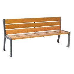 Banc bois/acier Silaos 6 lames Procity, sans accoudoir, lg. 1800 mm, fixation platines - Chêne clair/Gris Procity