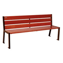 Banc bois/acier Silaos 6 lames Procity, sans accoudoir, lg. 1800 mm, fixation platines - Acajou/Aspect Corben