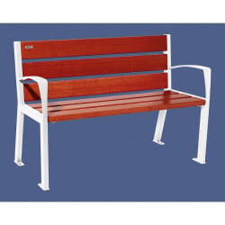 Banc bois/acier Silaos 6 lames Procity, avec accoudoirs, lg. 1200 mm, fixation platines - Acajou/Blanc pure