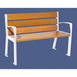 Banc bois/acier Silaos 6 lames Procity, avec accoudoirs, lg. 1200 mm, fixation platines - Chêne clair/Blanc pure