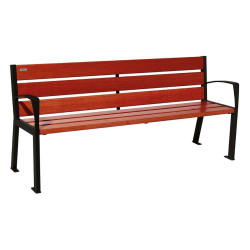 Banc bois/acier Silaos 6 lames Procity, avec accoudoirs, lg. 1800 mm, fixation platines - Acajou/Noir foncé