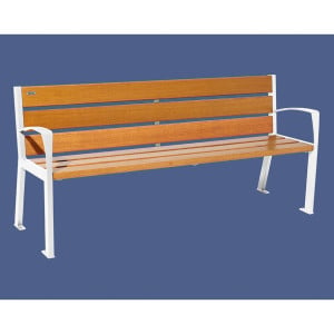 Banc bois/acier Silaos 6 lames Procity, avec accoudoirs, lg. 1800 mm, fixation platines - Chêne clair/Blanc pure