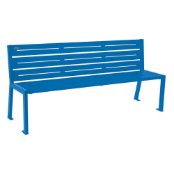 Banc acier Silaos 6 lames Procity, sans accoudoir, lg. 1800 mm, fixation platines - Bleu gentiane