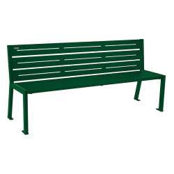 Banc acier Silaos 6 lames Procity, sans accoudoir, lg. 1800 mm, fixation platines - Vert mousse