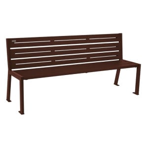 Banc acier Silaos 6 lames Procity, sans accoudoir, lg. 1800 mm, fixation platines - Brun chocolat