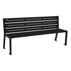 Banc acier Silaos 6 lames Procity, sans accoudoir, lg. 1800 mm, fixation platines - Noir foncé