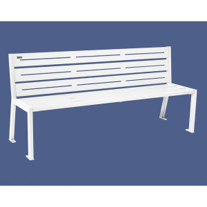 Banc acier Silaos 6 lames Procity, sans accoudoir, lg. 1800 mm, fixation platines - Blanc pur