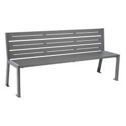 Banc acier Silaos 6 lames Procity, sans accoudoir, lg. 1800 mm, fixation platines - Gris Procity