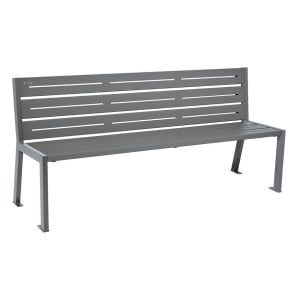 Banc acier Silaos 6 lames Procity, sans accoudoir, lg. 1800 mm, fixation platines - Gris Procity