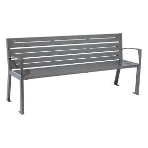 Banc acier Silaos 6 lames Procity, avec accoudoirs, lg. 1800 mm, fixation platines - Gris Procity