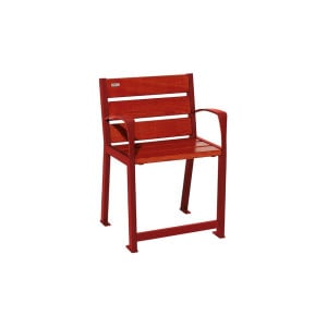 Fauteuil bois/acier Silaos spécial sénior Procity, 2 accoudoirs, lg. 600 mm, fixation platines - Acajou/Rouge poupre