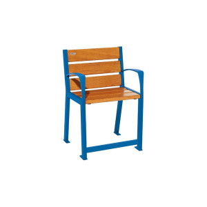 Fauteuil bois/acier Silaos spécial sénior Procity, 2 accoudoirs, lg. 600 mm, fixation platines - Chêne clair/Bleu gentiane