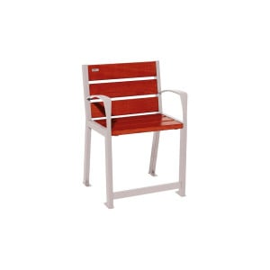Fauteuil bois/acier Silaos spécial sénior Procity, 2 accoudoirs, lg. 600 mm, fixation platines - Acajou/Gris soie