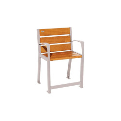 Fauteuil bois/acier Silaos spécial sénior Procity, 2 accoudoirs, lg. 600 mm, fixation platines - Chêne clair/Gris soie