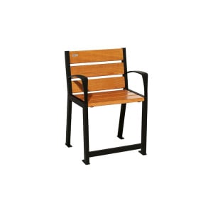 Fauteuil bois/acier Silaos spécial sénior Procity, 2 accoudoirs, lg. 600 mm, fixation platines - Chêne clair/Noir foncé