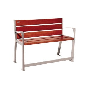 Banc bois/acier Silaos spécial sénior Procity, 2 accoudoirs, lg. 1200 mm, fixation platines - Acajou/Gris soie