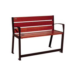 Banc bois/acier Silaos spécial sénior Procity, 2 accoudoirs, lg. 1200 mm, fixation platines - Acajou/Brun chocolat