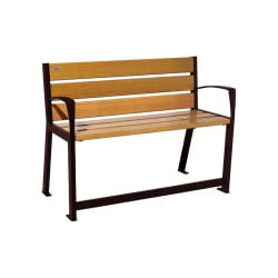 Banc bois/acier Silaos spécial sénior Procity, 2 accoudoirs, lg. 1200 mm, fixation platines - Chêne clair/Brun chocolat
